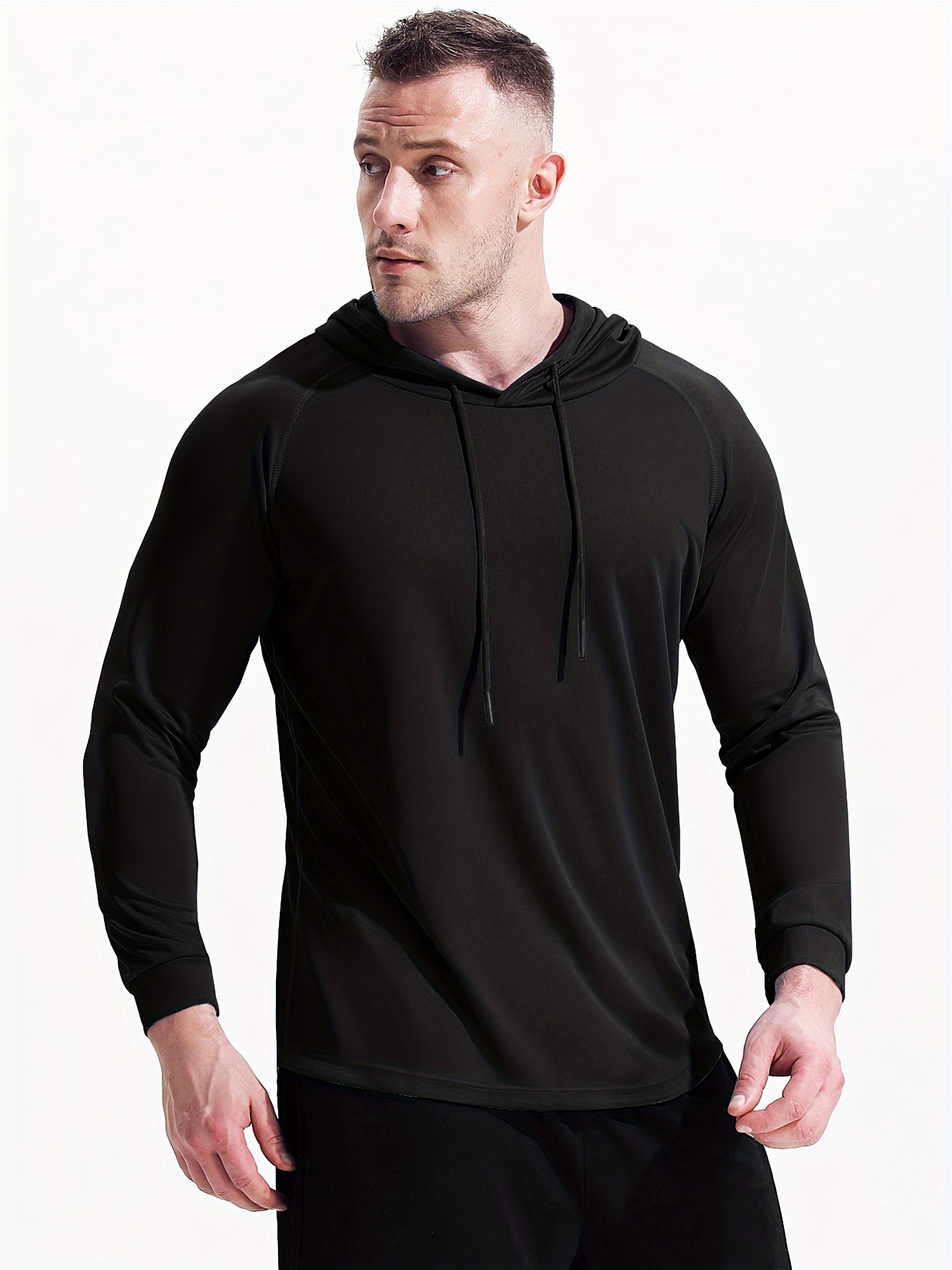  Men Long Sleeve Compression Running Shirts Sports Hoodies Dry  Fit Fitness Top Black S : Clothing, Shoes & Jewelry