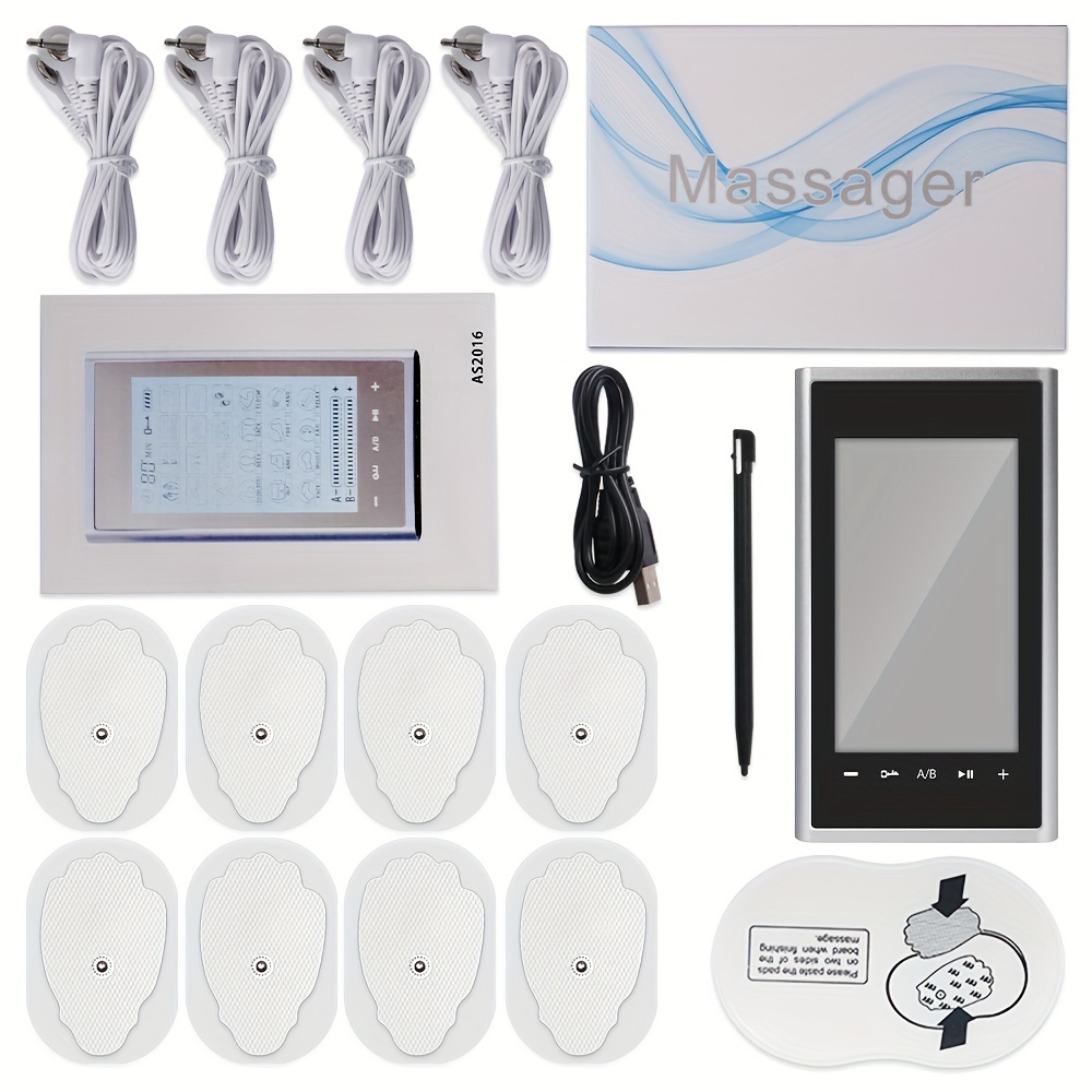 Rechargeable Tens Unit With 24 Modes And 8 Electrode Pads - Dual Channel Muscle  Stimulator For Pain Relief And Therapy - Digital Electronic Pulse Massager  - Temu