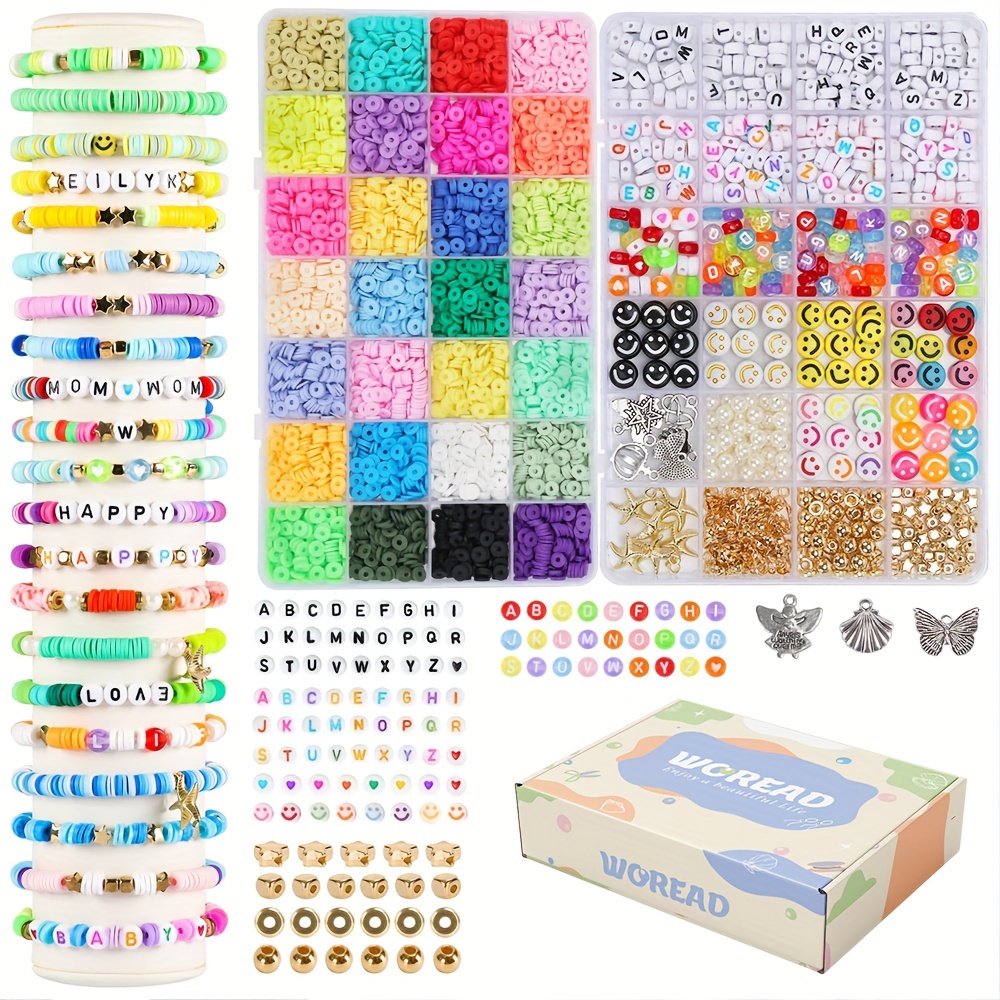 QUEFE 9870 cuentas de arcilla para hacer pulseras, 92 colores planos Heishi  cuentas para manualidades, collares, joyería y regalos