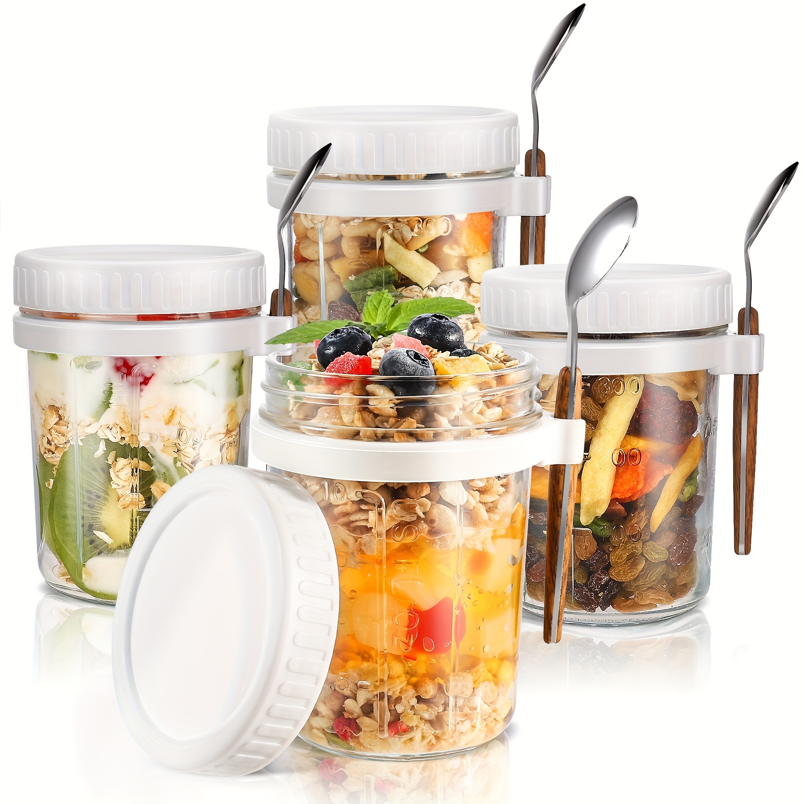 Overnight Oats Mason Jars With Lids And Spoons Airtight - Temu