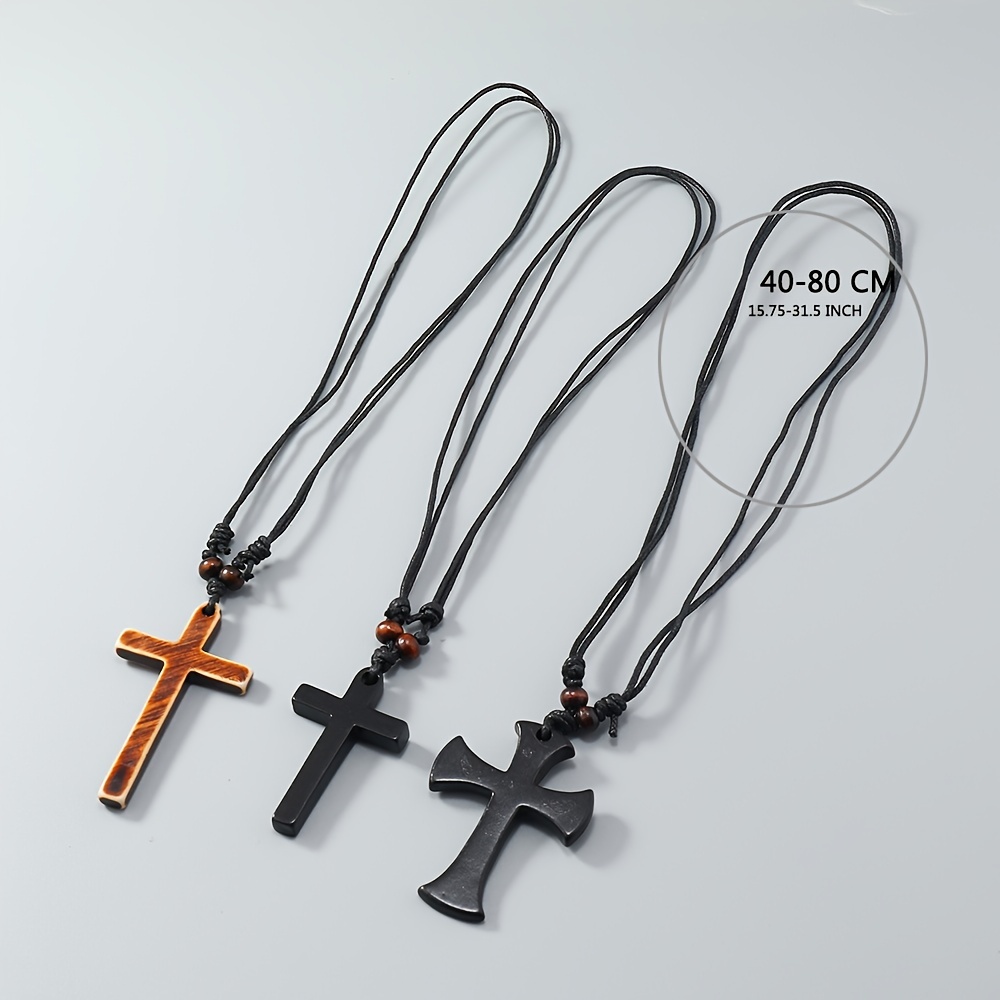 Wood resin cross on sale necklace