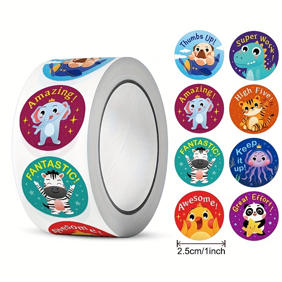 Stickers for Kids Students Adorable Round Dinosaur Animal Encouraging  Stickers in 8 Designs Teacher Encouraging Reward Gifts for Kids Reward  Stickers for Teachers & Nurses(500 Per Roll) 