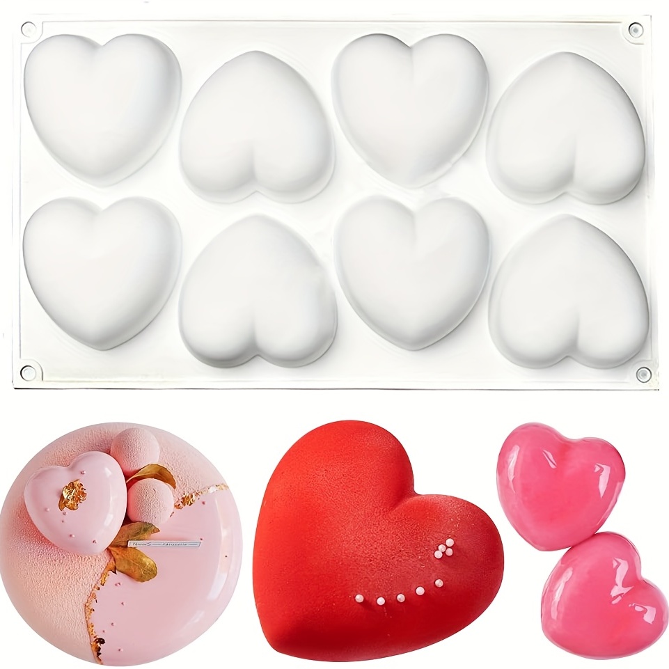 8 Cavities Love Heart Silicone Soap Mold Heart Soap Mold Silicone Molds  Heart Chocolate Mold Heart Candle Mold 