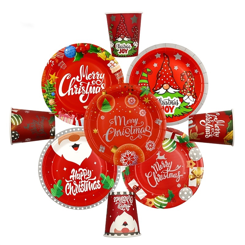 New Style Christmas Paper Plate Party Christmas Theme - Temu