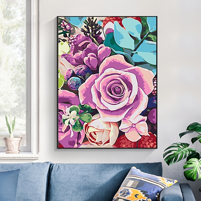 1pc 5d Diy Artificial Full Round Diamonds Painting Set For Adults Beginners  Frameless Flowers Pattern Diamonds Art For Home Wall Decoration And Gift