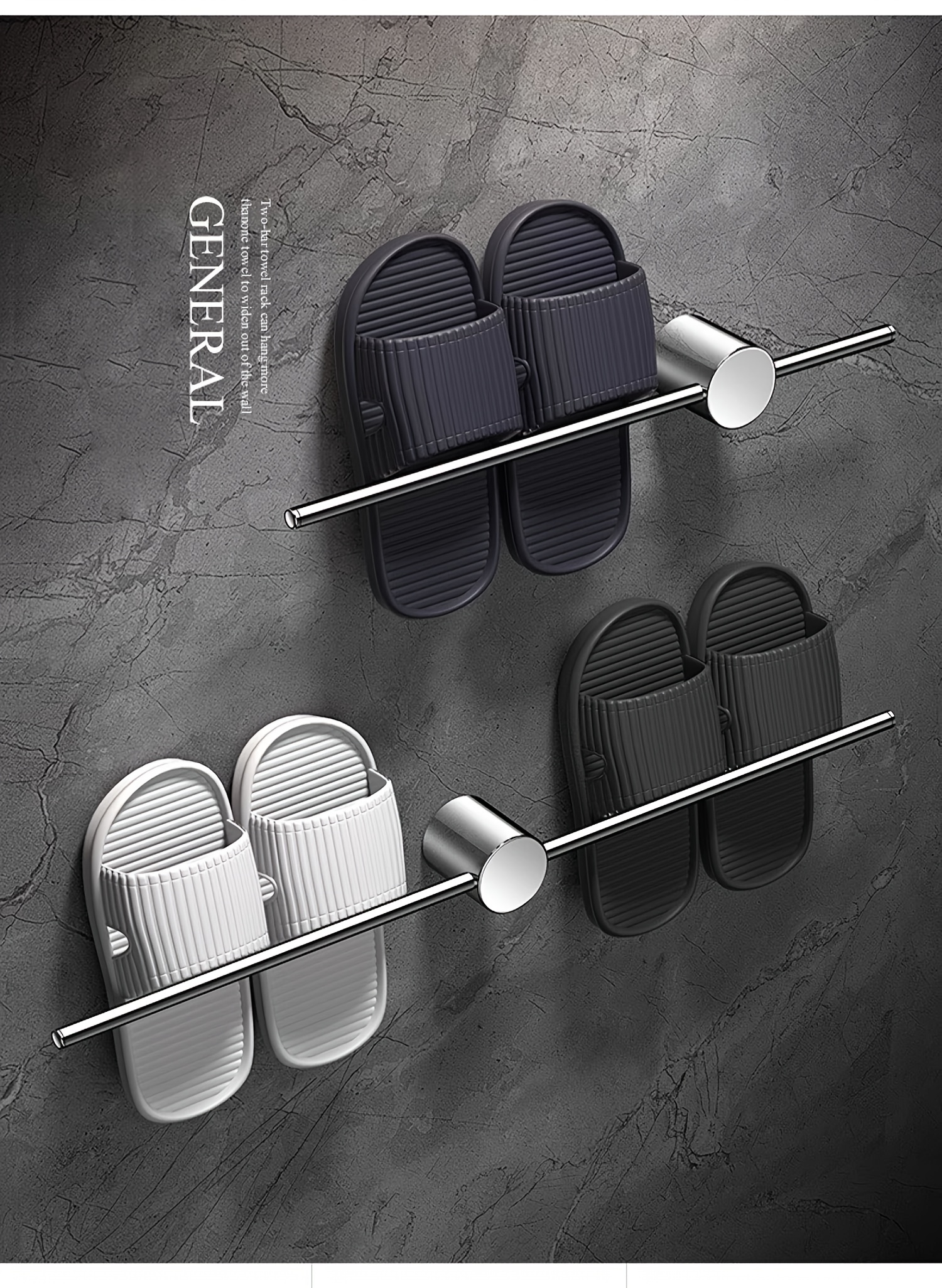 1pc chrome all copper creative towel rack bathroom storage towel rack gun gray bathroom round slipper rack black simple single rod towel bar bathroom organizer bathroom accessories Product details 3