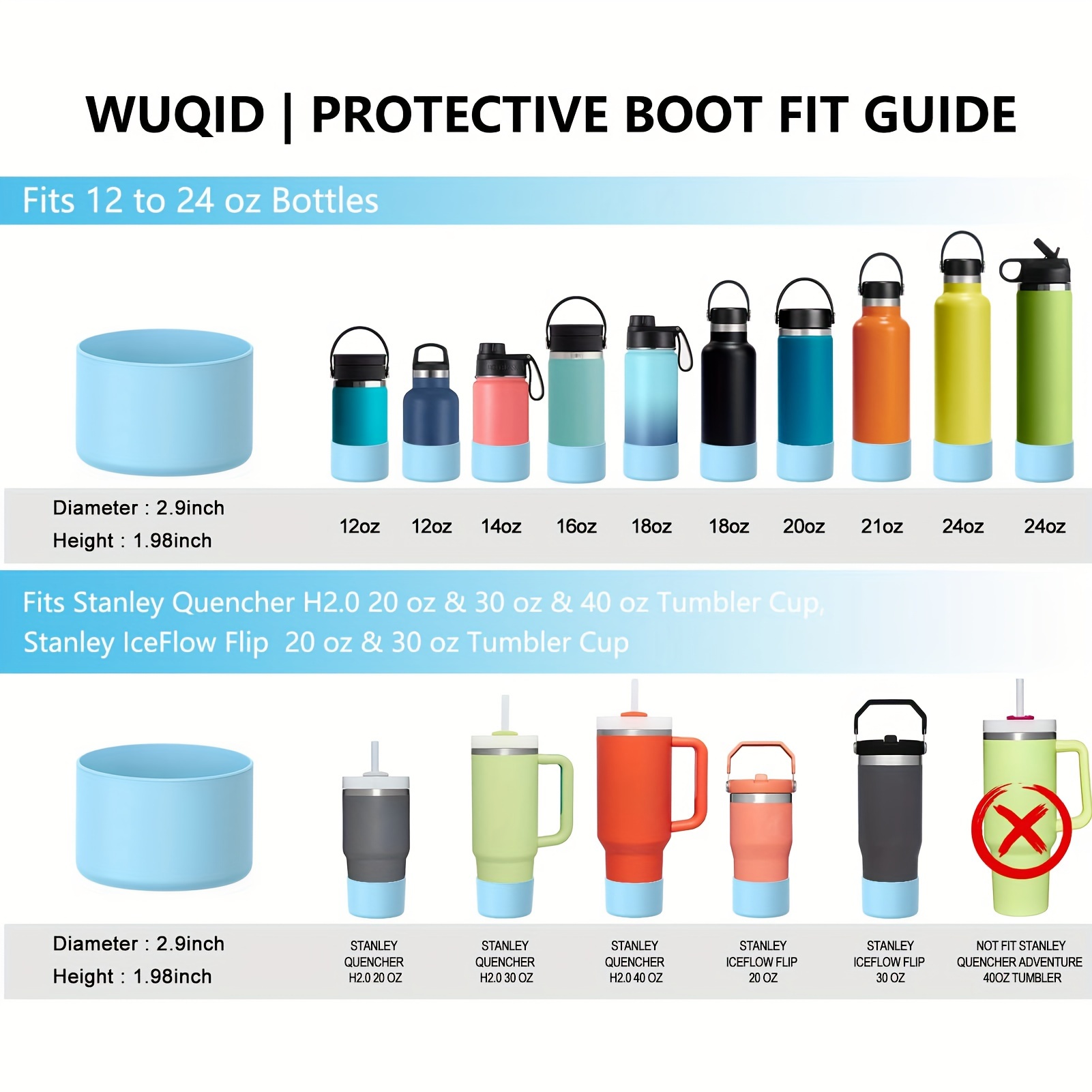 Protective Silicone Bottle Boot For Quencher Iceflow Tumbler 40 30, Hydro  Flask, Cover Fit Water Bottle Bottom Width Of - Temu