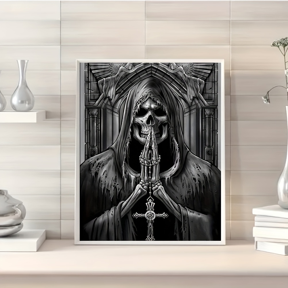 3d Diamond Painting Death Prayer Diy Skull - Temu