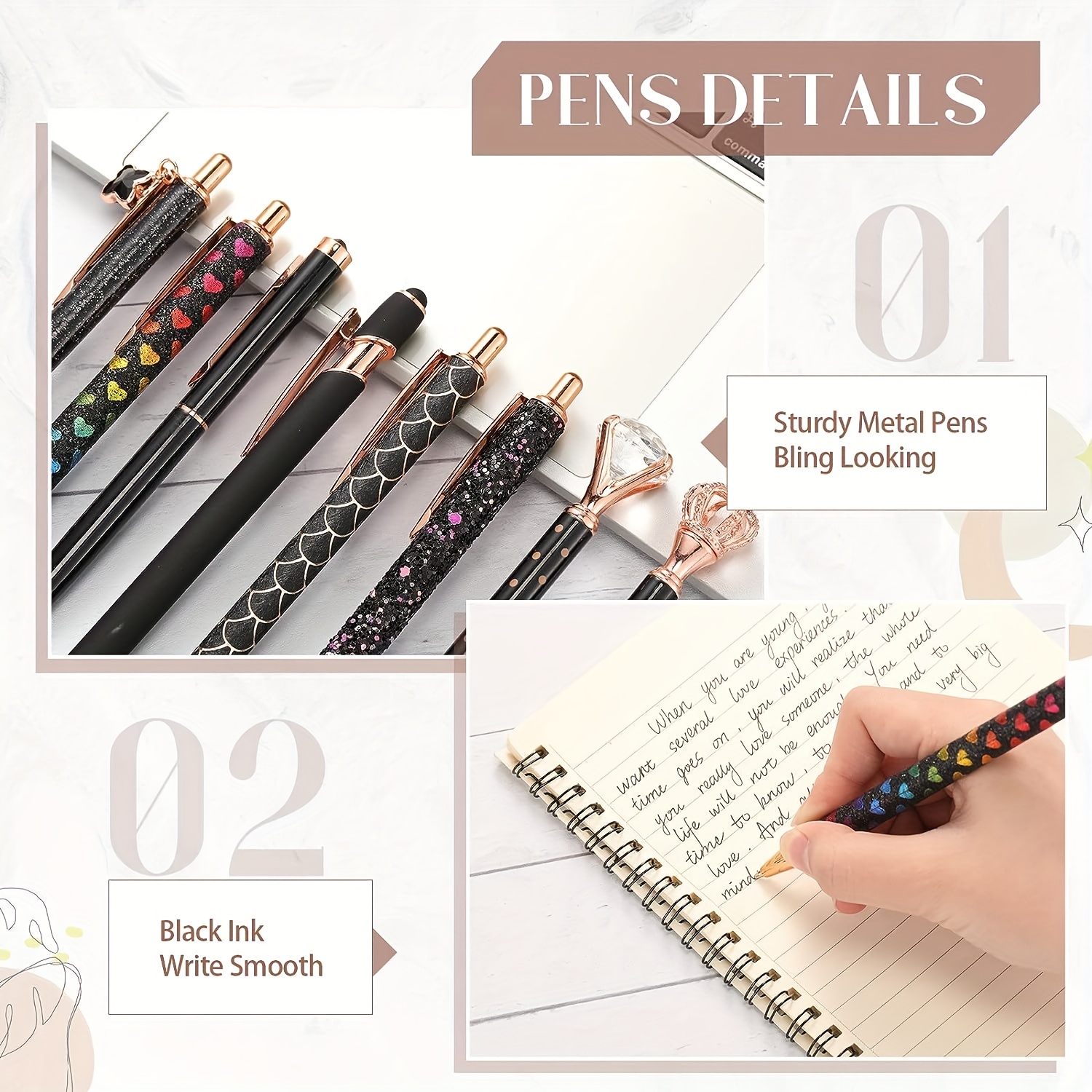 Rhinestone Pen Refillable Bling Pen Journaling Pen Bling Gel Pen