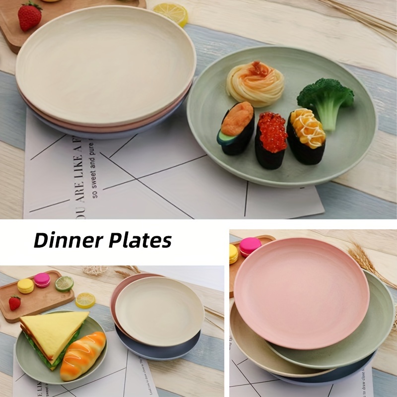 Wheat Straw Plates Set of 4 - Microwave Safe Dinner Plates