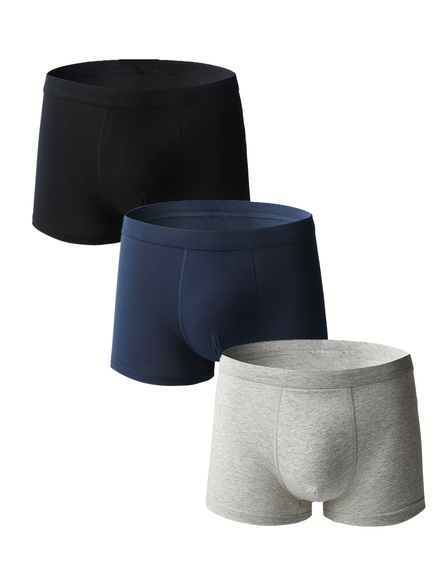 Men's Casual Solid Color Underwear Simple Ribbed Cotton Breathable Boxer