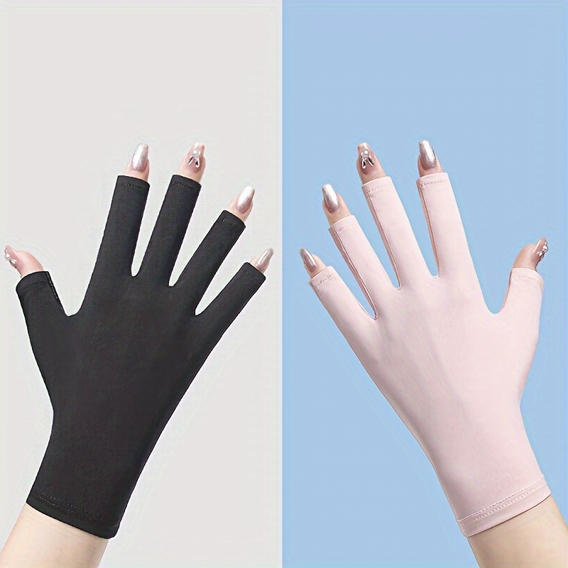 1pair Half Finger Sun Gloves For Women, Driving, Uv Protection, Material,  Uv Protection Gloves For Nail Art