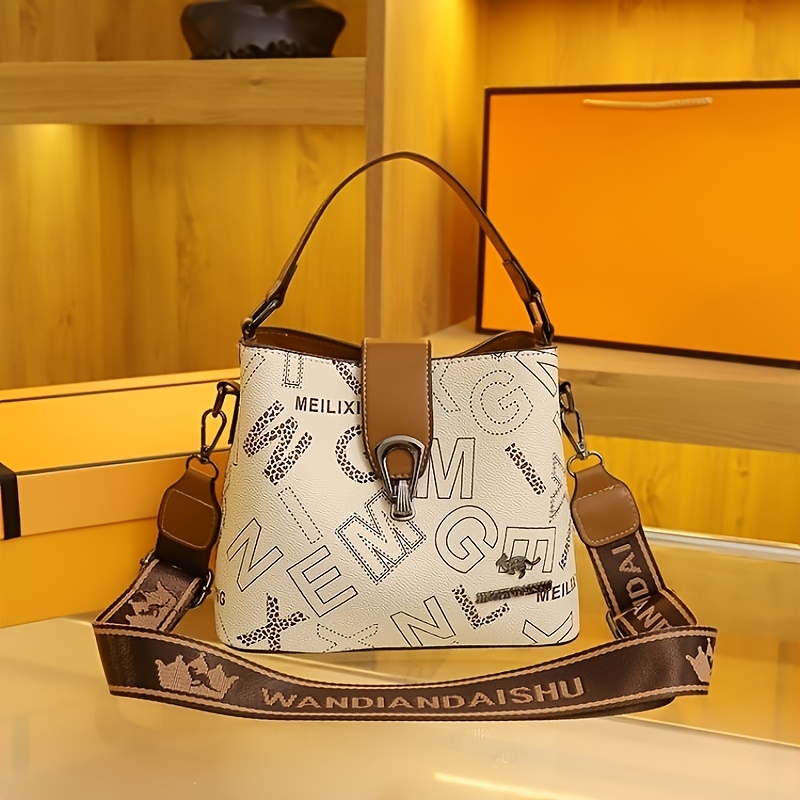 Retro Letter Print Crossbody Bag, Luxury Square Handbag For Women, Buckle  Flap Purse With Top Handle - Temu