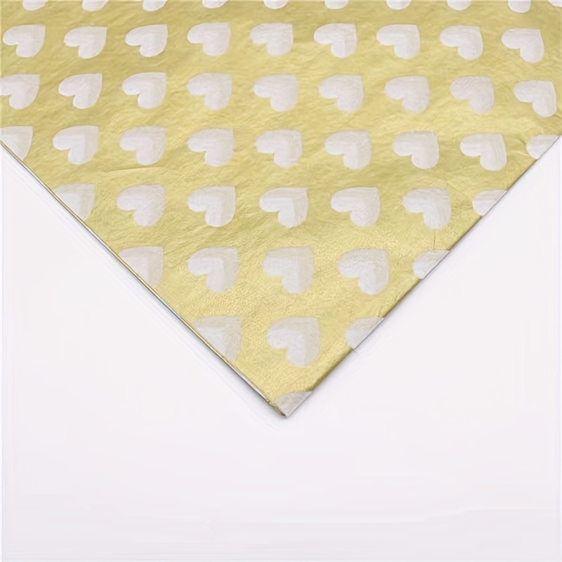 White with Metallic Gold Heart Tissue Paper Bulk,20 x 28,Gold Heart  Design Tissue Paper for Gift Bags,Gift Wrapping Tissue Paper for