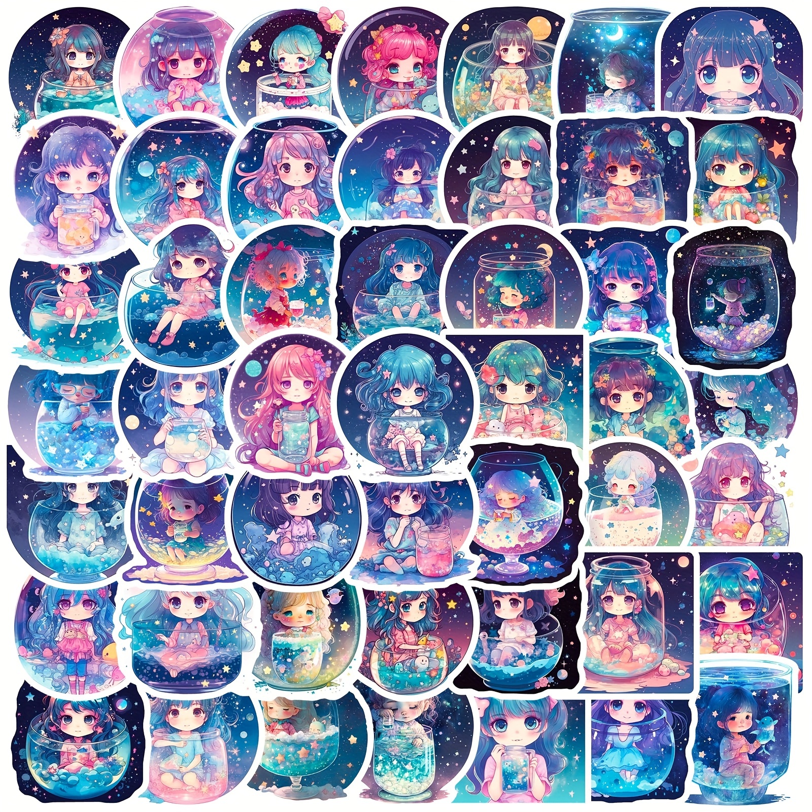 Cute Anime Stickers Vinyl Waterproof Kawaii Girl Stickers - Temu