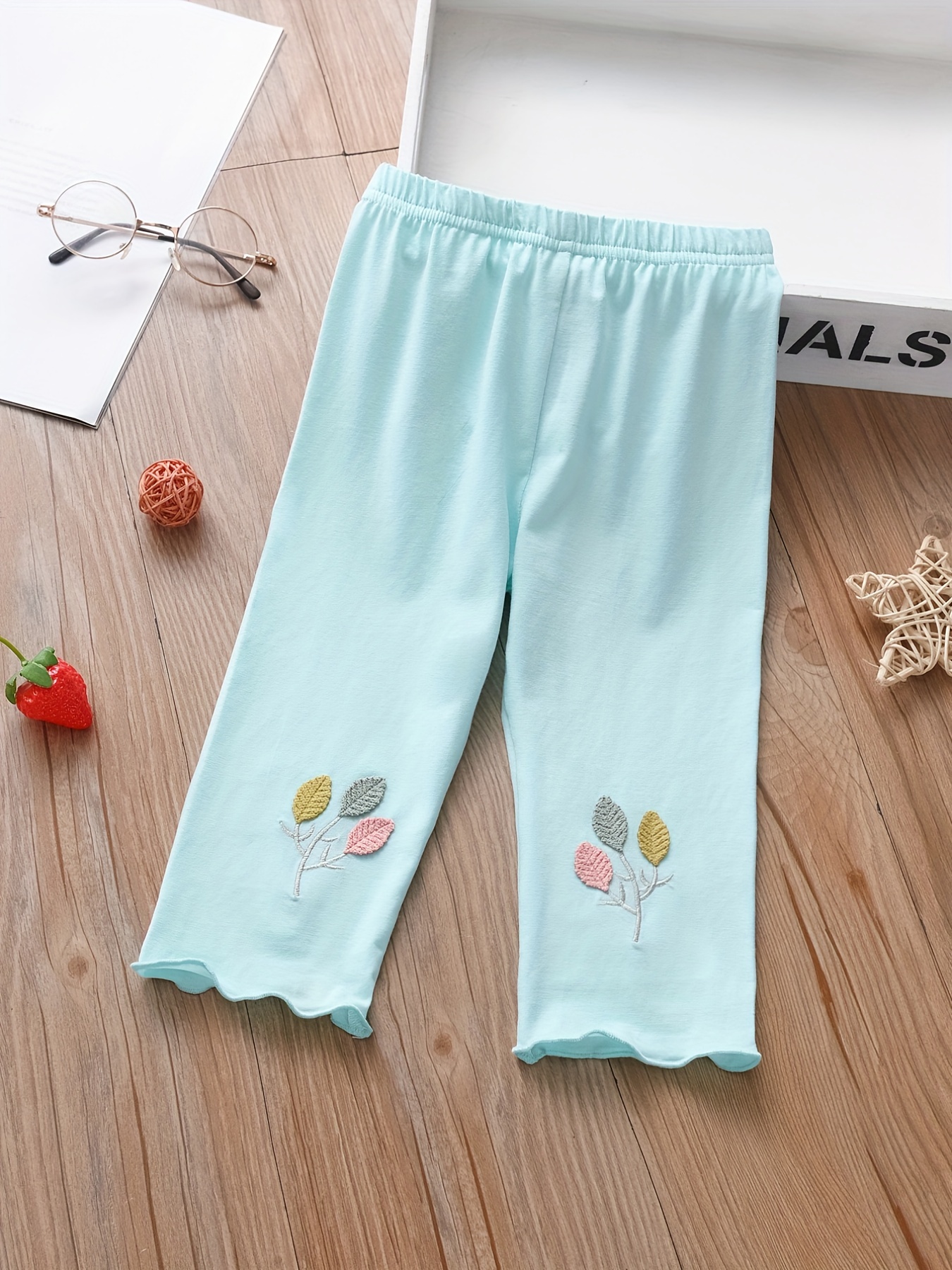 Girls Cotton Leggings Cropped Pants Kids Clothes Spring - Temu