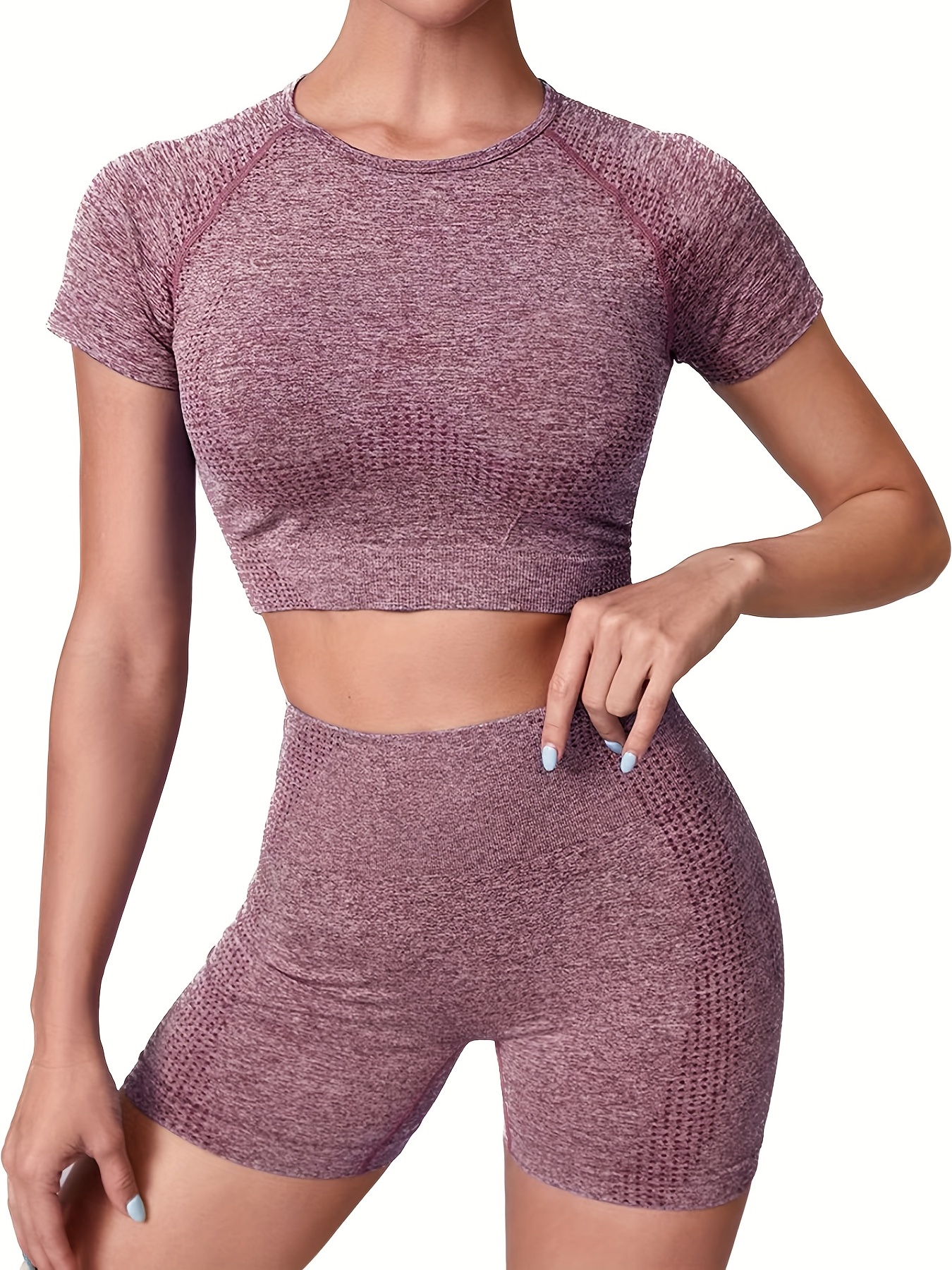 Women's Casual Yoga Set Solid Color High Stretch Slimming - Temu