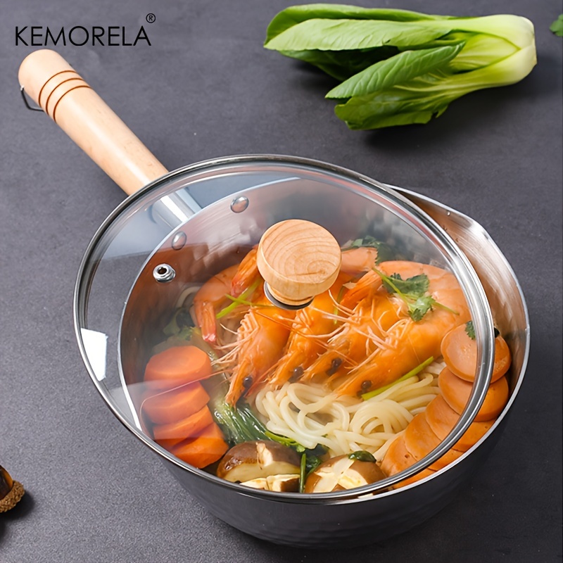 Snow Pan, Stainless Steel Sauce Pan With Transparent Glass Lid, Vegetable  Cooking Pan, Non-stick Pan, Household Noodle Pan, Soup Pan, Small Pot,  Cookware, Kitchenware, Kitchen Supplies, Kitchen Items - Temu