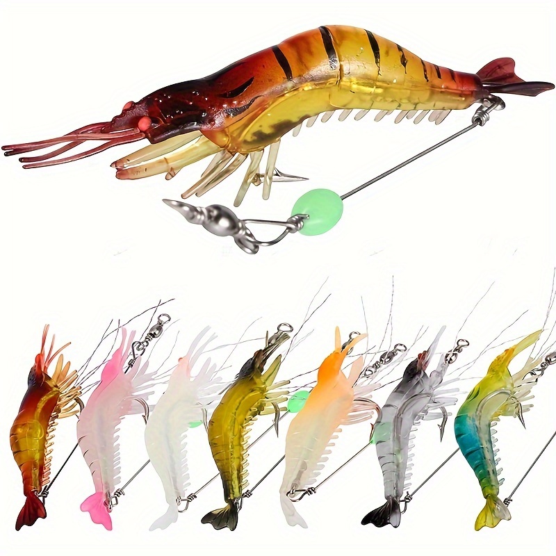 7pcs Soft Luminous Shrimp Lure, Fishing Bait With Hook And Bead, Fishing  Tackles For Freshwater Saltwater Bass Trout Catfish Salmon