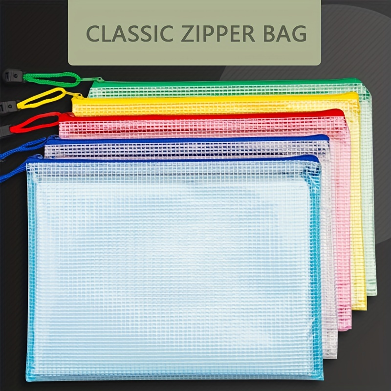 10 Pcs Mesh Zipper Pouch Bags,5 Colors Letter Size A4 Size Waterproof  Plastic Document File Bags,Multipurpose Puzzle Project Bags For Travel  Storage, - Imported Products from USA - iBhejo
