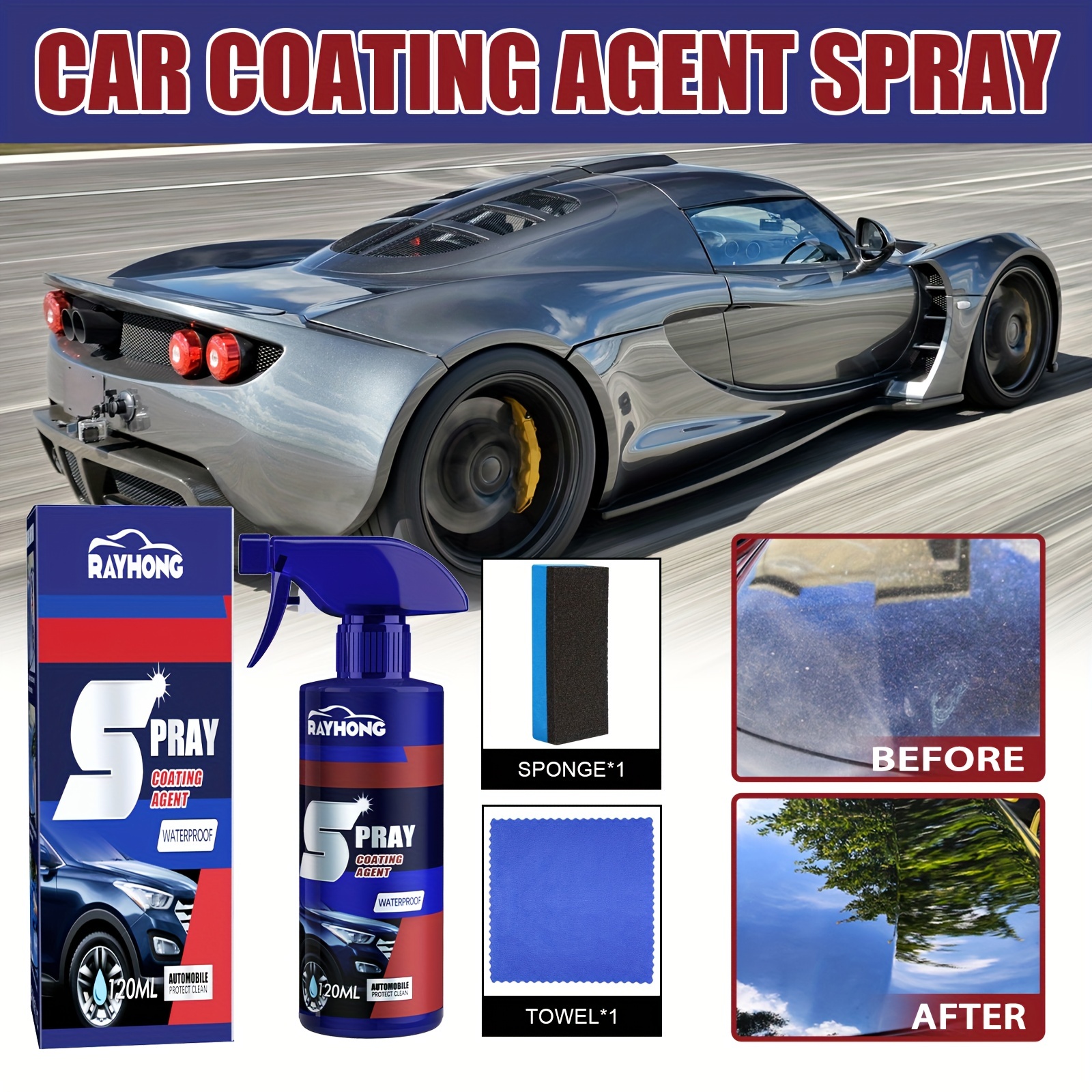 2pcs -100ml 3 in 1 High Protection Quick Car Coating Spray, Ceramic Car Coating Spray, Ceramic Car Wax Polish Spray, Plastic Parts Refurbish Agent