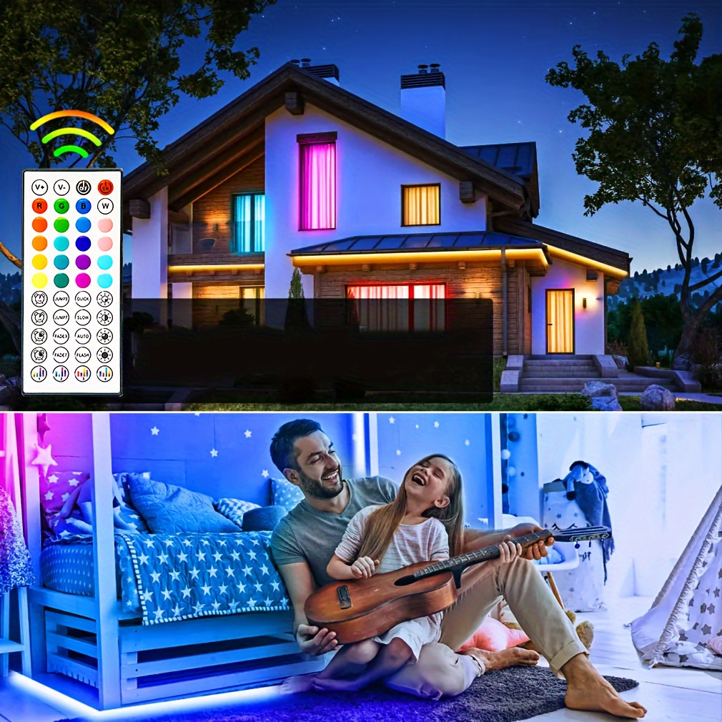 131.2ft/98.4ft Foot Led Strip Lights, Rgb 5050 Infrared 3-key/24 Key/44 Key  Controller Night Light Decoration, Living Room Decoration, Christmas Party  Bedroom Small Night Light (remote Control With Battery)