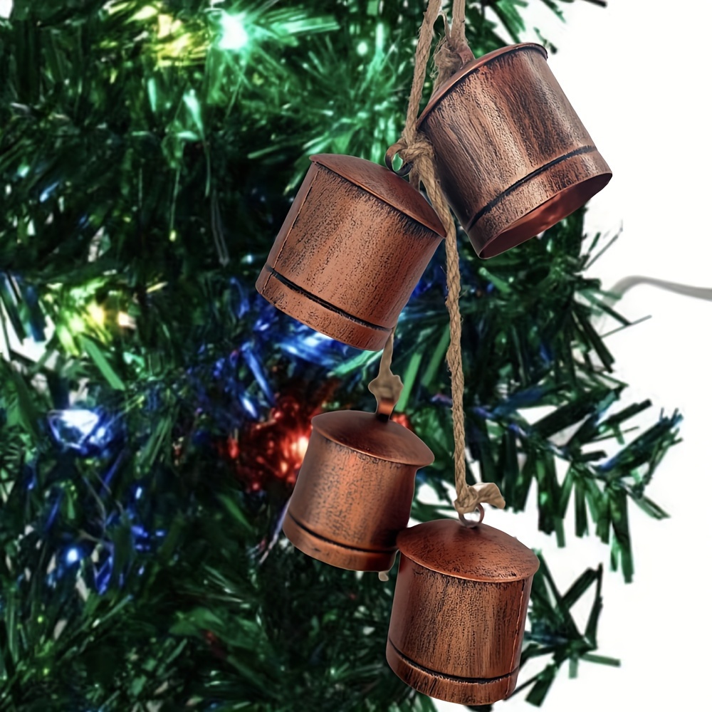 1pc, Chic Bronze Hanging Bells, Rustic Christmas Cowbell Bell Wind Chimes,  Vintage Bells, Universal Christmas Tree, Wall Decoration, Gate Outdoor Cour