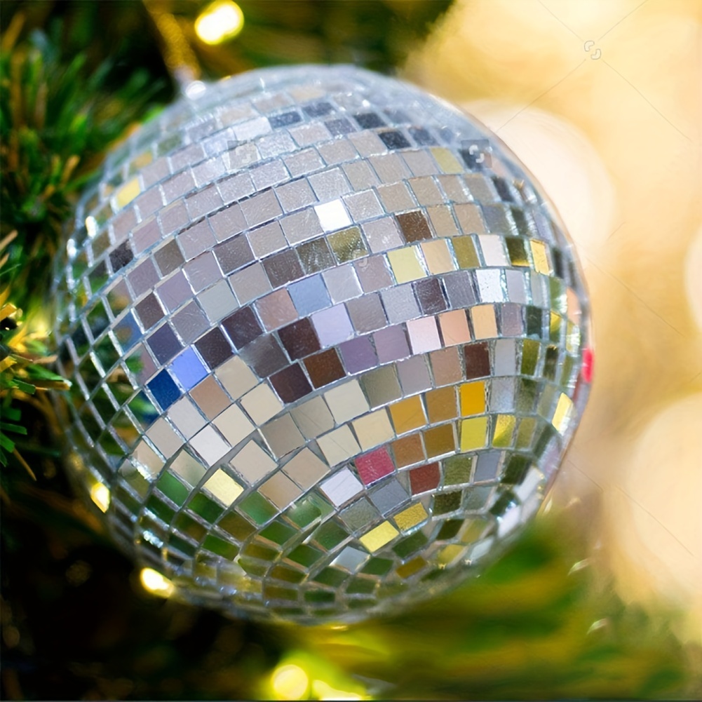 Silber Disco Spiegel Kugeln, Weihnachten Kugeln Hängen Spiegel Disco Ball  Reflektierende Helle Disco Ball für Weihnachten