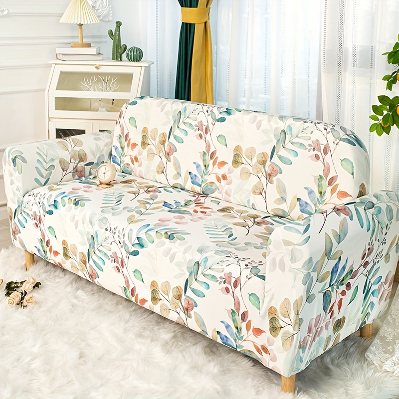 

1pc Stylish Floral Printed Sofa Slipcover - Elastic And Furniture Protector For Bedroom, Office, Living Room - Home Decor Couch Cover