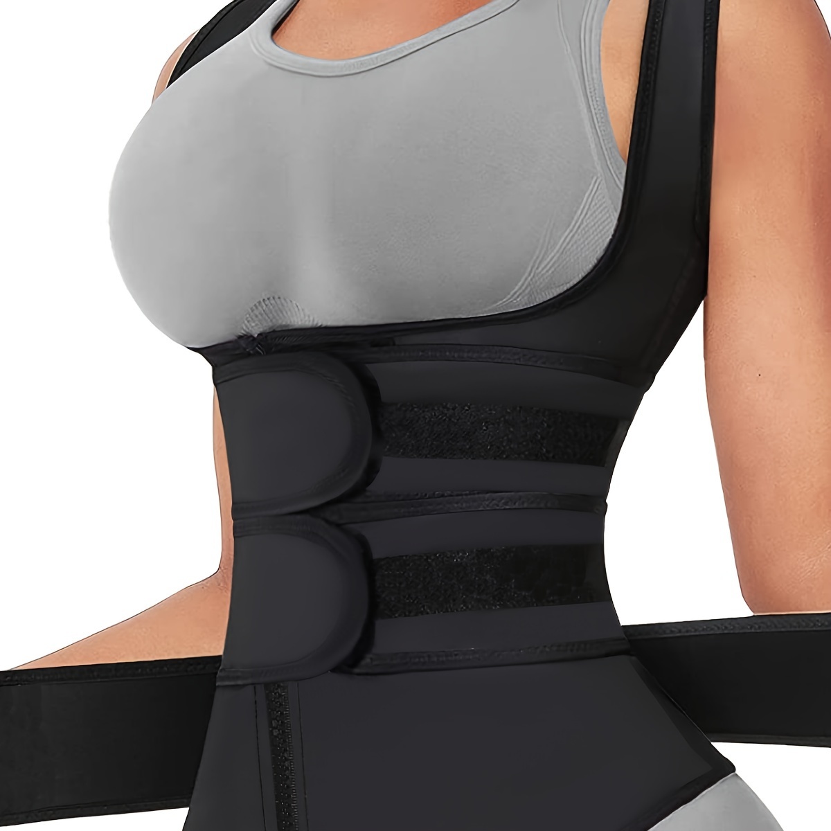 FUTATA Women Waist Trainer Slim Corset Zipper Vest for Weight Loss Gym Workout  Waist Cincher Tummy Control Body Shaper Tank Top With Straps 