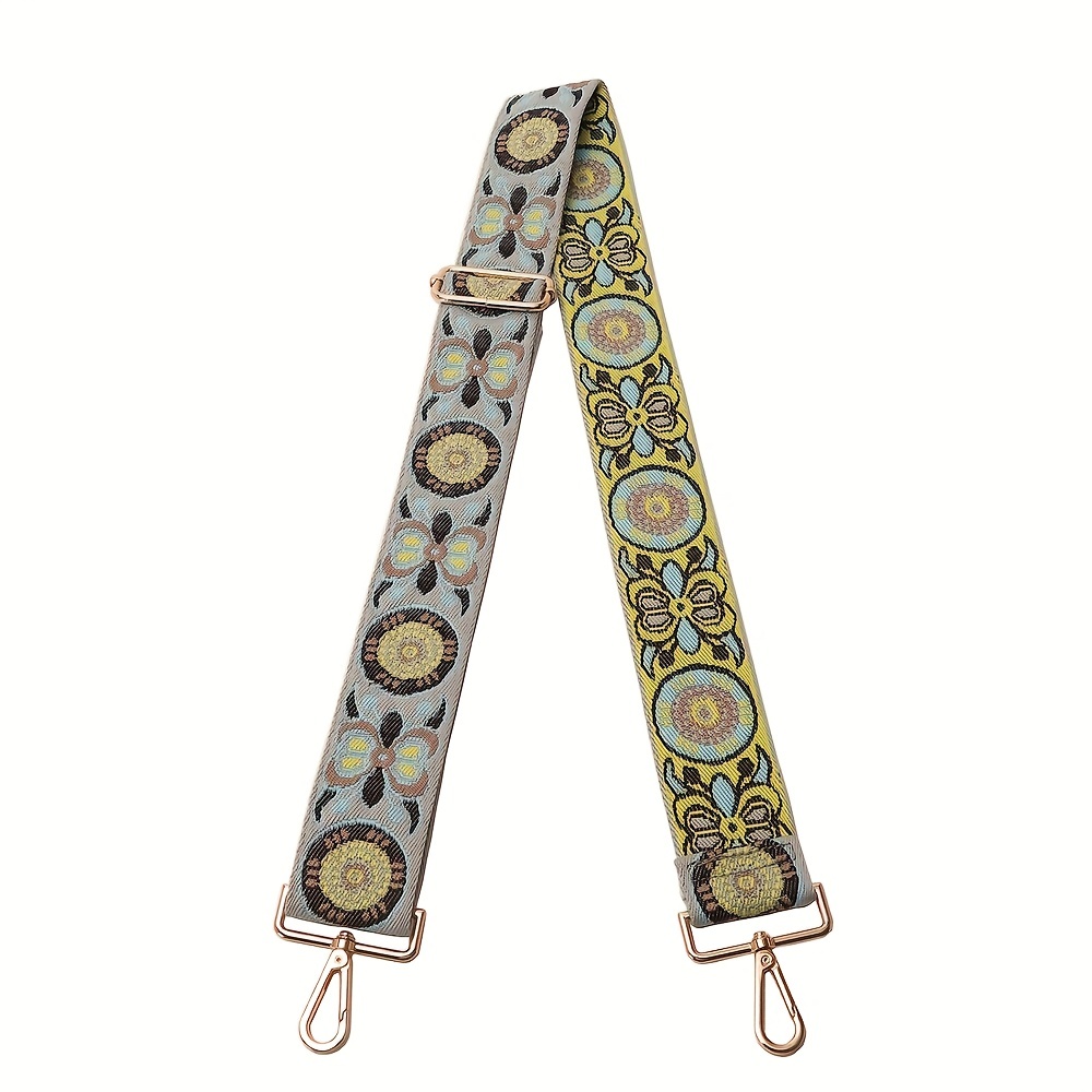 Purse Strap 1.97 Wide Replacement, Flower Adjustable Crossbody Strap,  Vintage Guitar Strap, Purse Accessories