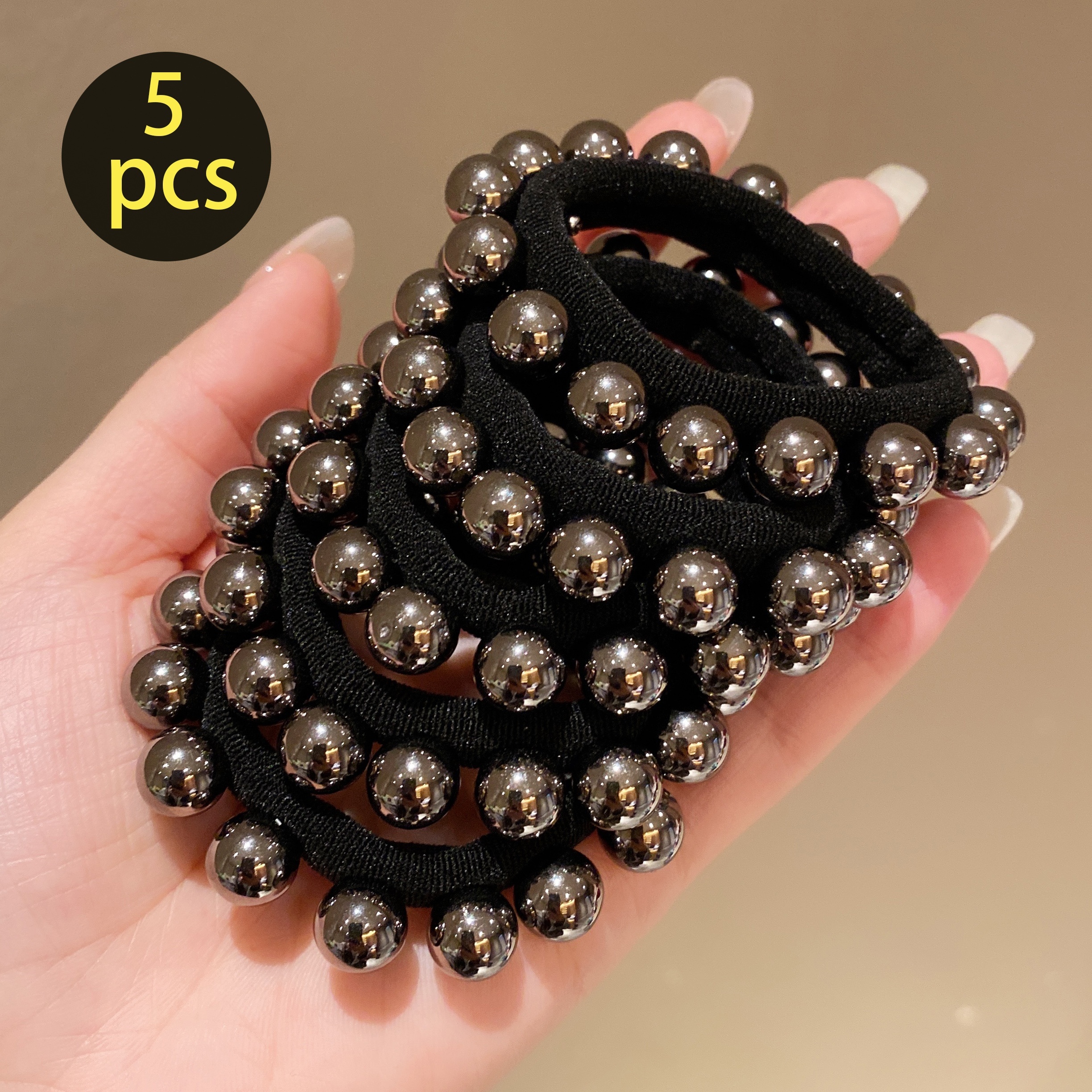 

5 Pcs/set Simple Versatile Hair Rope With Faux Pearl Deocr, Sweet Fashion Simple Hair Accessories