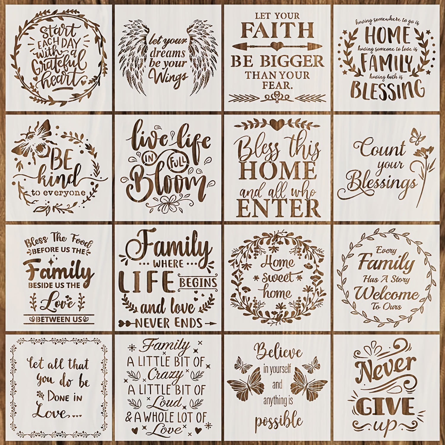 1Set Word Pattern Plastic Drawing Templates Inspirational Word Painting  Template Stencil 