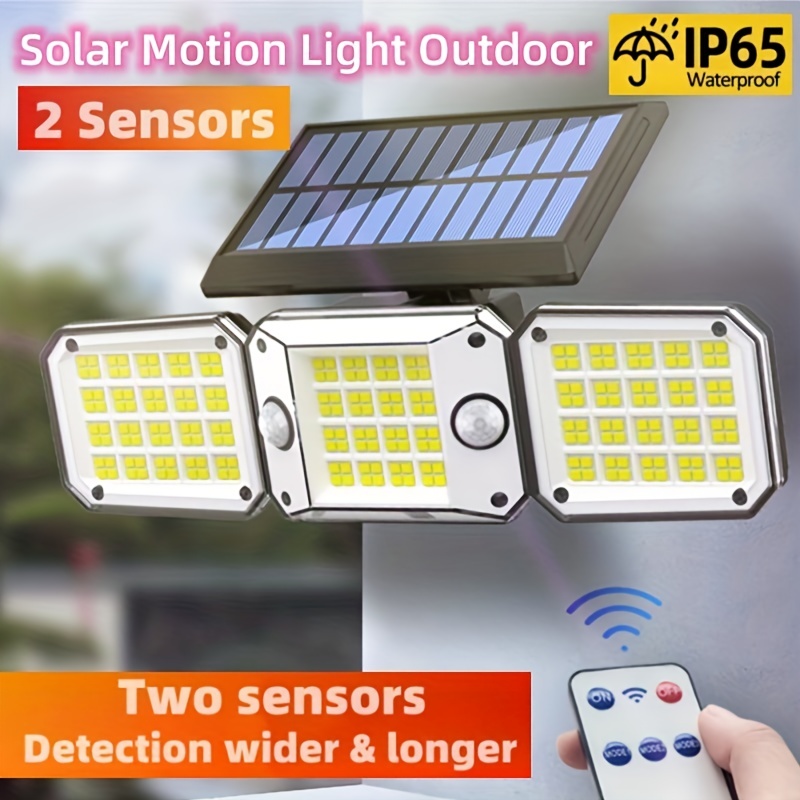 1pc 2pcs Solar Outdoor Lights Motion Sensor Led Flood Light 224leds 1500lm  Working Time 10h