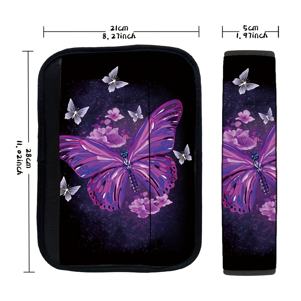 Eine Große Lila Schmetterlingsdruck-Autoschulterabdeckung - Temu