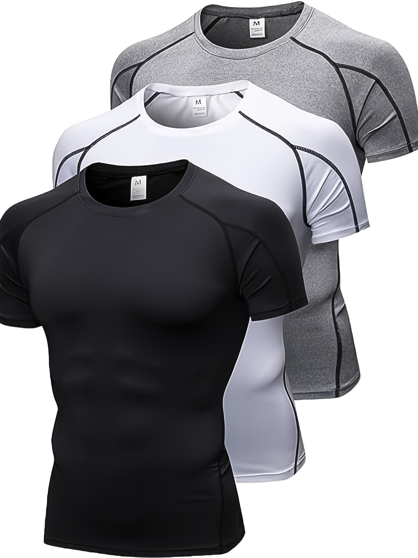 Men's Stylish Solid Compression Shirt Active Breathable - Temu