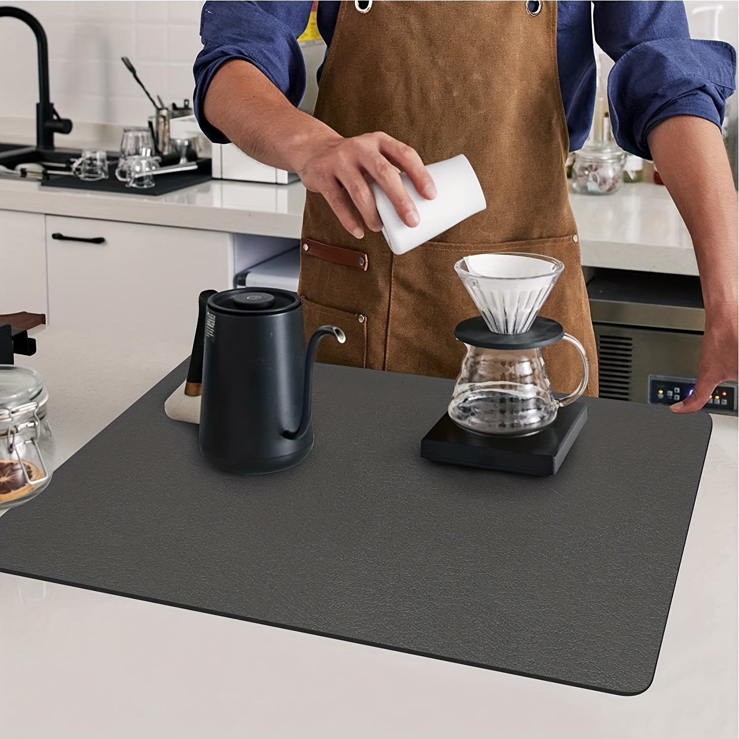 Coolmade Coffee Mat Hide Stain Rubber Backed Absorbent Dish Drying