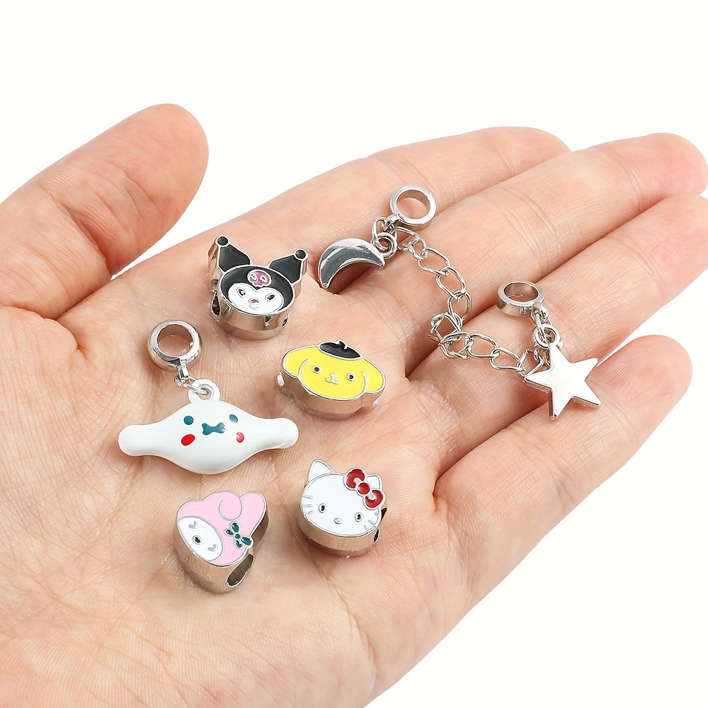 Sanrio Hello Kitty 3 Charms with Blue and Purple Hearts Charm Bracelet Set  NEW