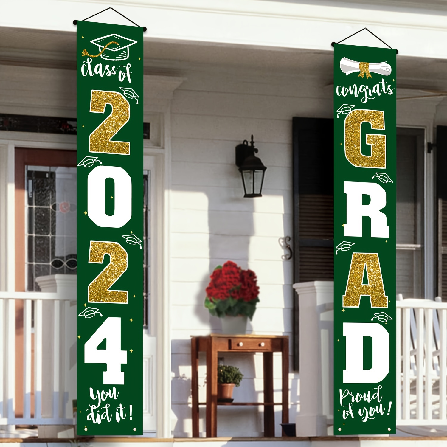 Graduation 2024 Wooden Sign Decorations 2024 Graduation Photo Booth Props  Class of 2024 Wooden Sign Graduation Porch Sign Hanging Decorations for