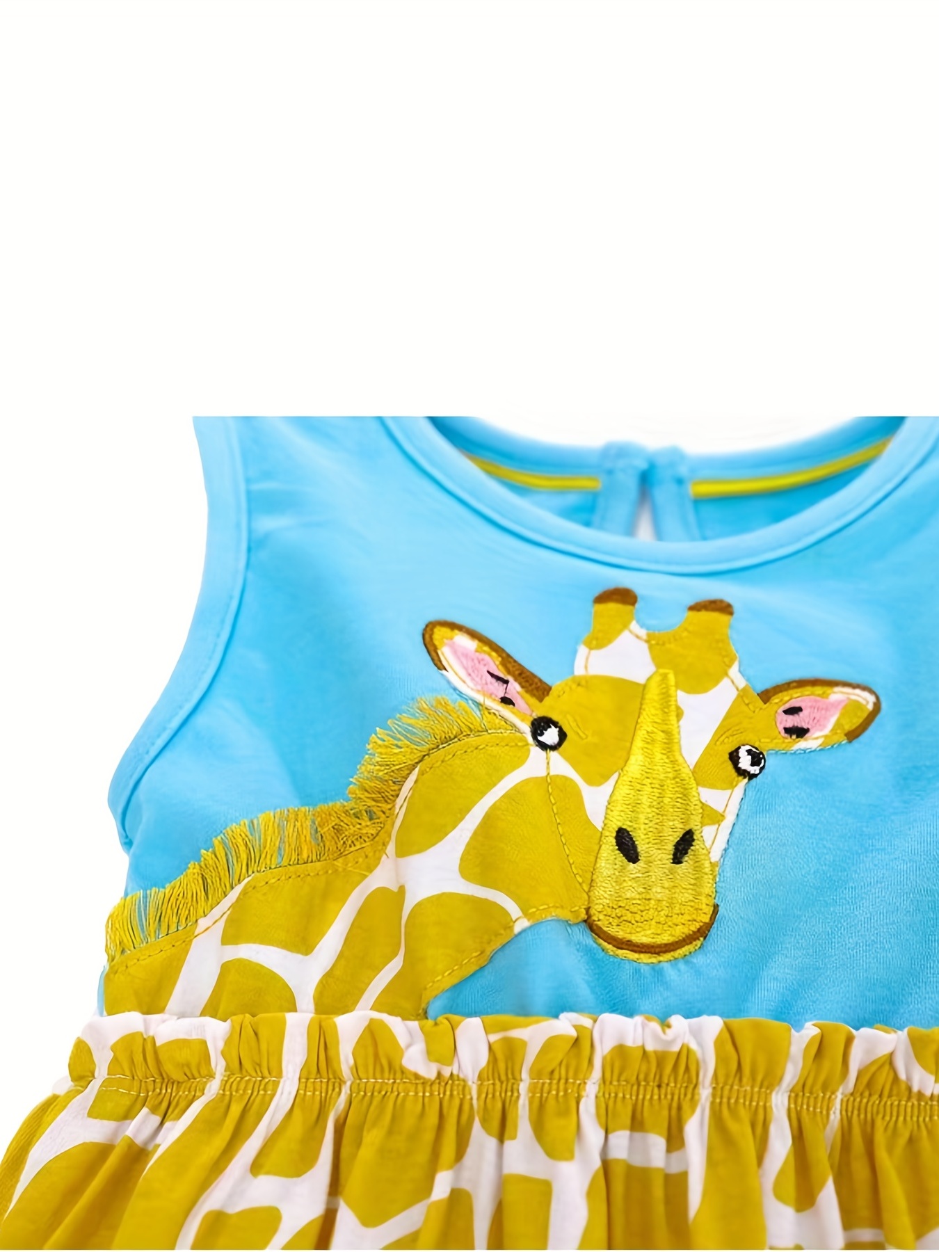 Vestito Casual Senza Maniche Ricamo Giraffa Animale Bambina - Temu Italy