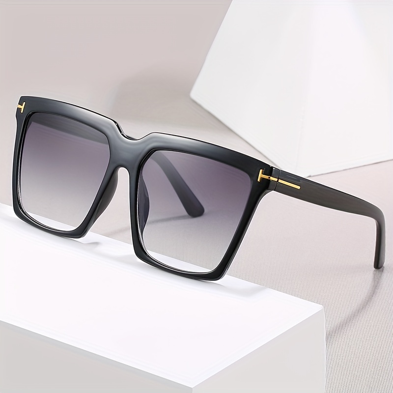 Square Frame Sunglasses Ombre Lens Glasses Rivet Decor Eyewear