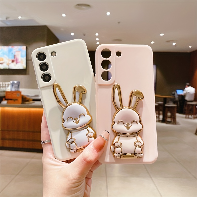 Crossbody Lanyard Rabbit bracket Plating Case for Samsung Galaxy