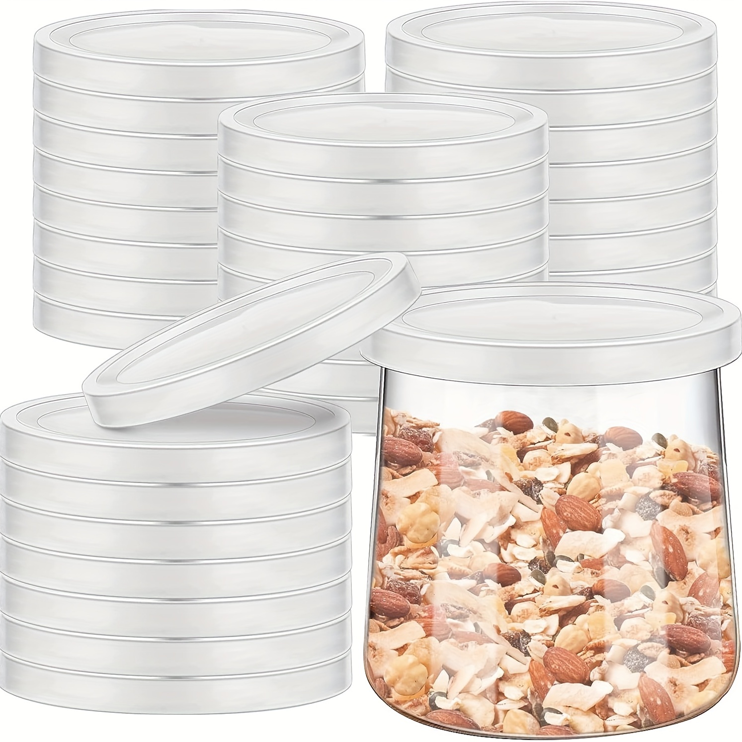 40 Pcs Yogurt Jar Lids Plastic Yogurt Container Lids Compatible