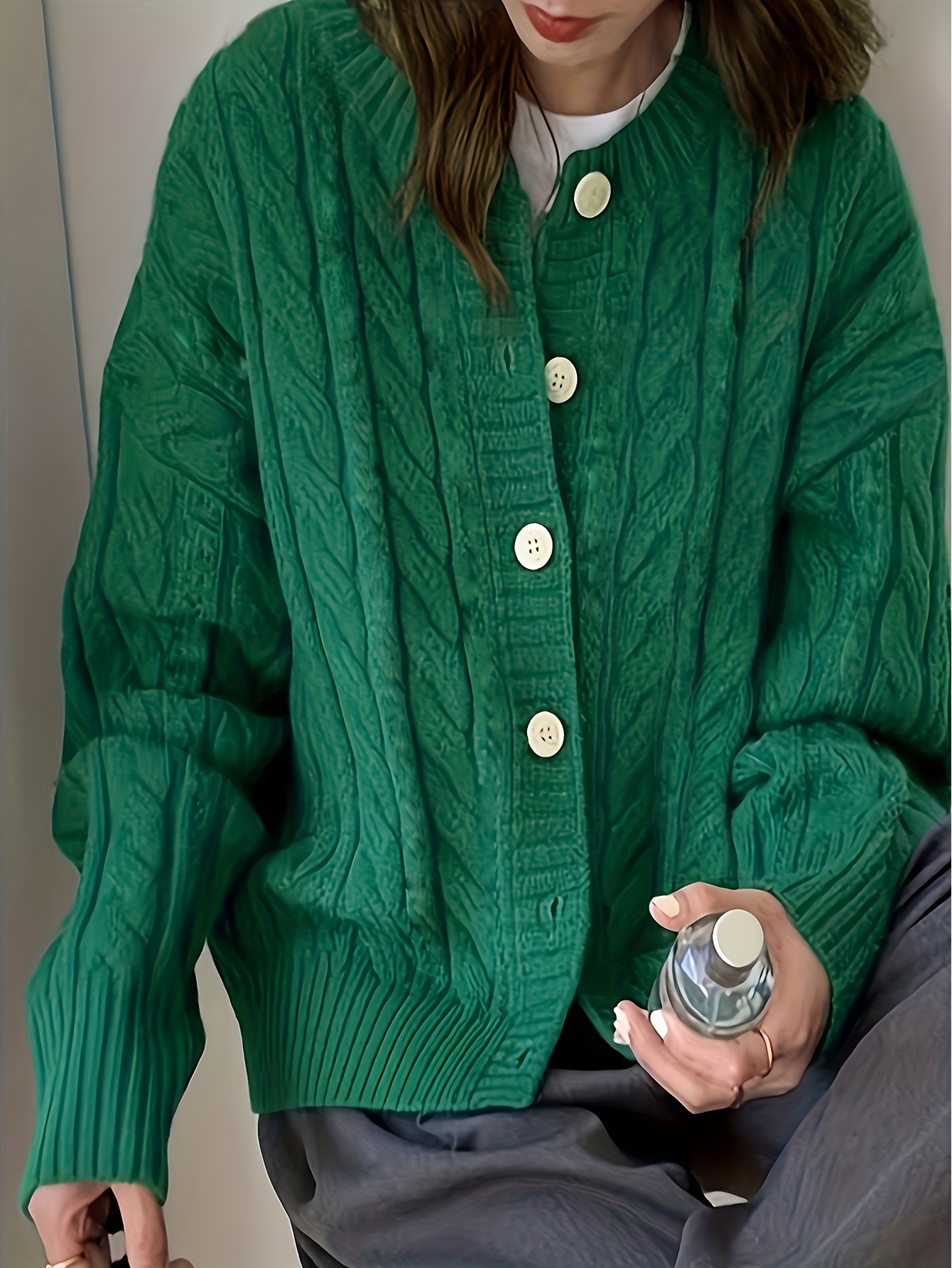 Buy Full Sleeves Bottle Green Knit Shirt