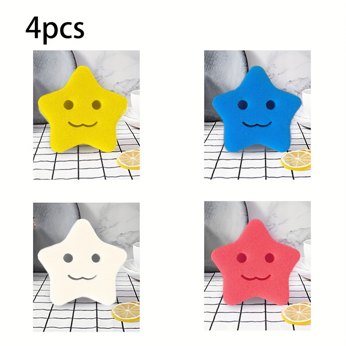 2 4 8pcs Creative Happy Face Magic Cleaning Brush Cute Sponge For Keyboard  Cleaning And Dishwashing Scratch - Electronics - Temu