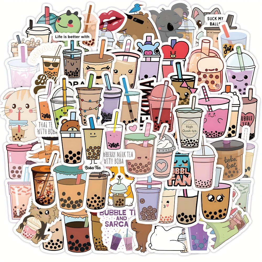 Boba Stickers 105PCS Kawaii Bubble Tea Stickers,Drink Stickers, Vinyl Cute  Tea Stickers Gifts,Asthetic Stickers,Water Bottle Sticker Pack for Teens