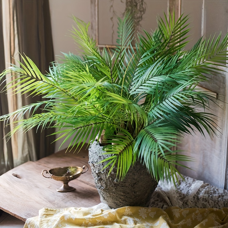  Hojas de palma artificiales grandes, hojas tropicales, ramas de  areca, hojas de palmera con tallo hojas de palmera, hojas de palmera  sintéticas para arreglos florales, hojas falsas para decoración de 
