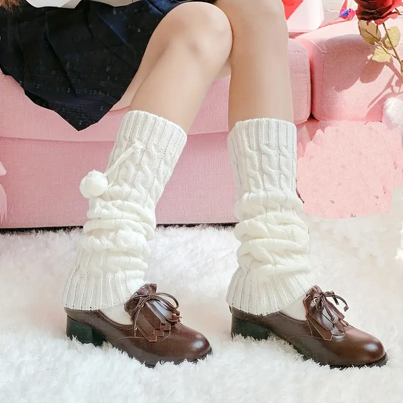 Kawaii Knitted Leg Warmers Warm Boot Cuffs Leg Warmers - Temu