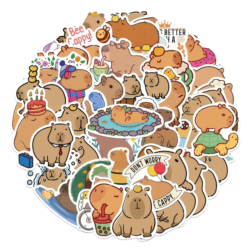 Cartoon Cute Capybara Graffiti Waterproof Stickers Diy - Temu