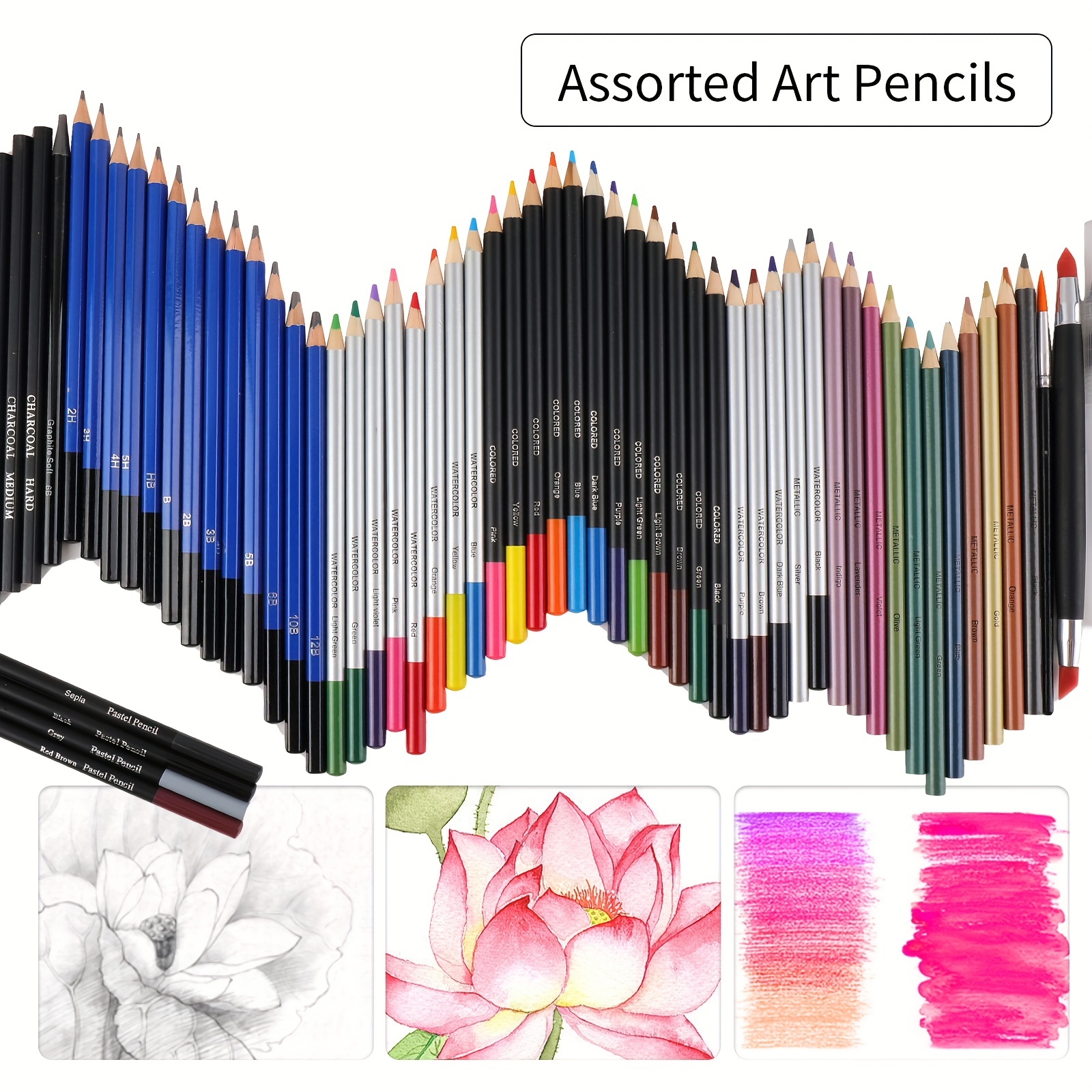 83 pcs Professional Drawing Artist Kit Set Pencils and Sketch Charcoal &  Bag
